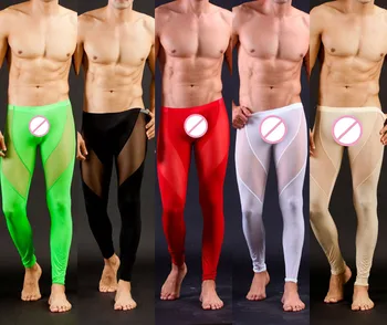 

High Quality Men's Sexy Mesh Sheer Lounge Pants Sexy Long Pants Transparent Mesh Tights Leggings for Cool Male Gay Underwear