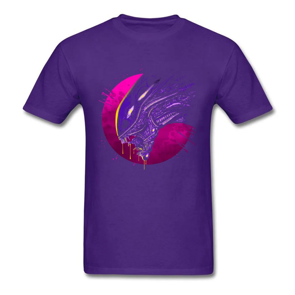 Psychedelic alien Pure Cotton Tops Shirts for Men Funny T Shirts Cool Prevailing Round Neck Tee Shirts Short Sleeve Psychedelic alien purple