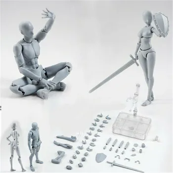 2.0 Male/Female Body Kun Doll PVC Body-Chan DX Action Play Art Figure Model Drawing for SHF Figurines Miniatures Gray Set Toy 15cm shfiguarts body kun body chan dx set grey orange color ver pvc action figure collectible model toy