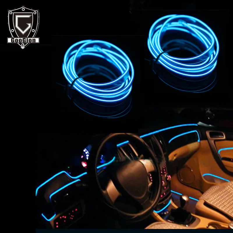 

GOOGION Interior Sticker Auto Mounldings Car Lighting Accessories Car Styling 12V LED EL Light Decorative Strip Atmosphere Lamp