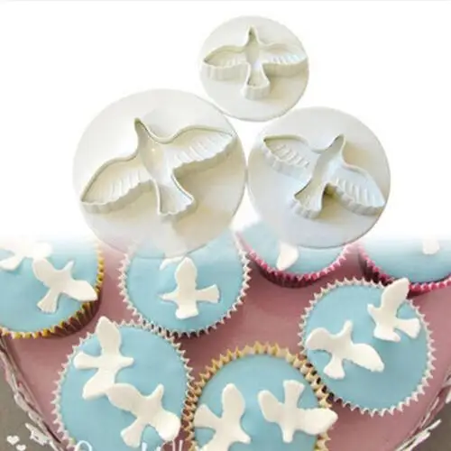

3PCS Pigeon Fondant Cake Cookies Paste Sugarcraft Plunger Cutter Decorating Mold