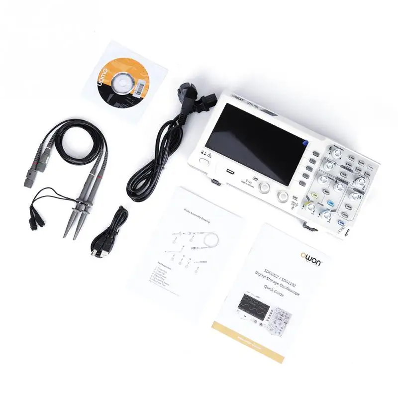 

OWON Digital Storage Oscilloscope 2-Channel 100MHZ Bandwidth 1GS/s High Accuracy Oscilloscope for Testing circuit US/EU Plug