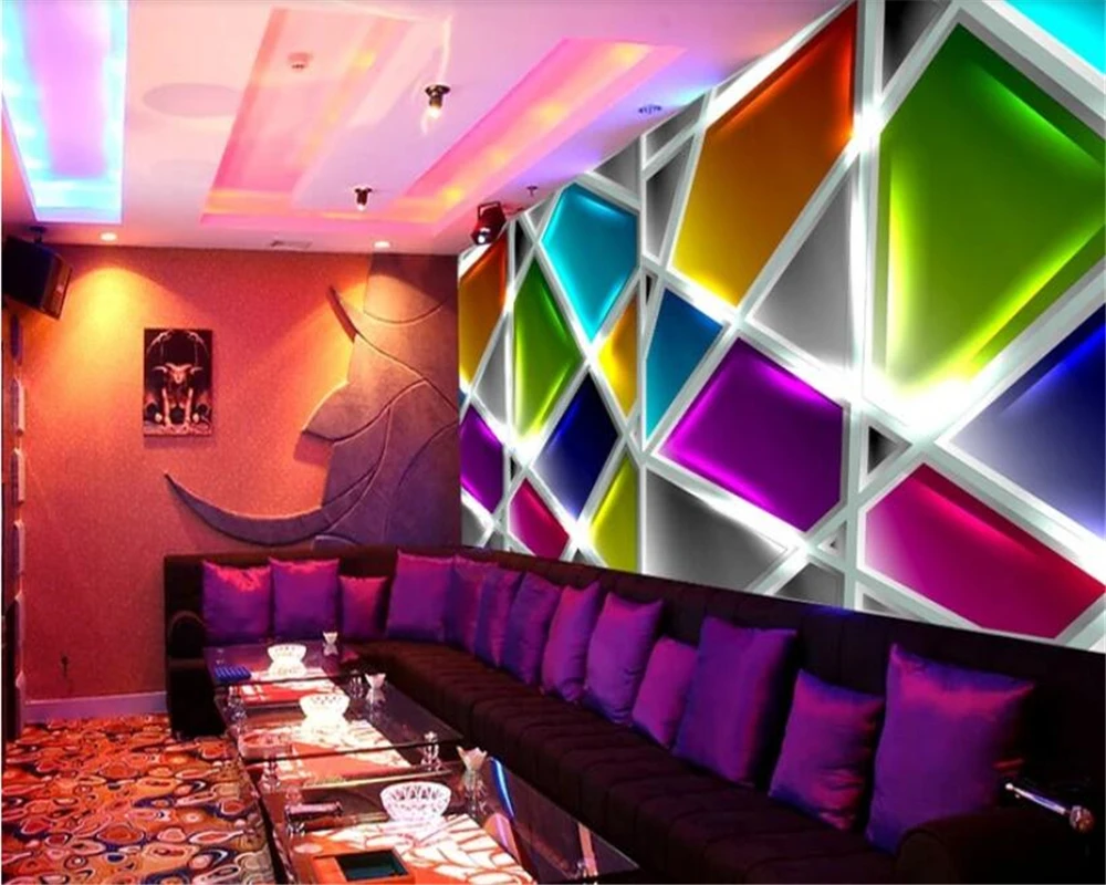 Beibehang Papel De Parede Colorato Tridimensionale Di Cristallo Bar Ktv Sfondo Muro Di Carta Da Parati Behang Hudas Bellezza Papier Peint