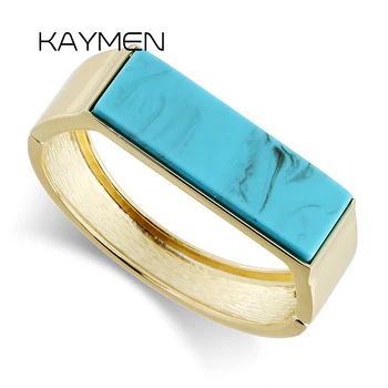 

KAYMEN Women's Golden Plated Statement Bangle New Design Rammel Cuff Bracelet Bangle for Party 3 Colors Wholesale