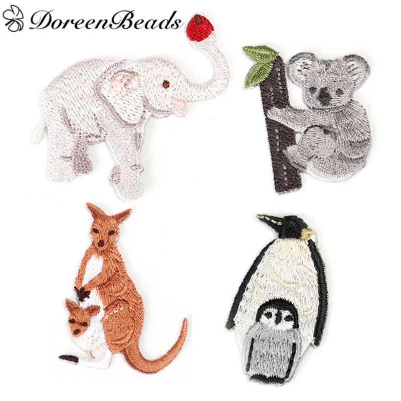 DoreenBeads серый с рисунком слона кенгуру для вышивки животных сделай сам патчи