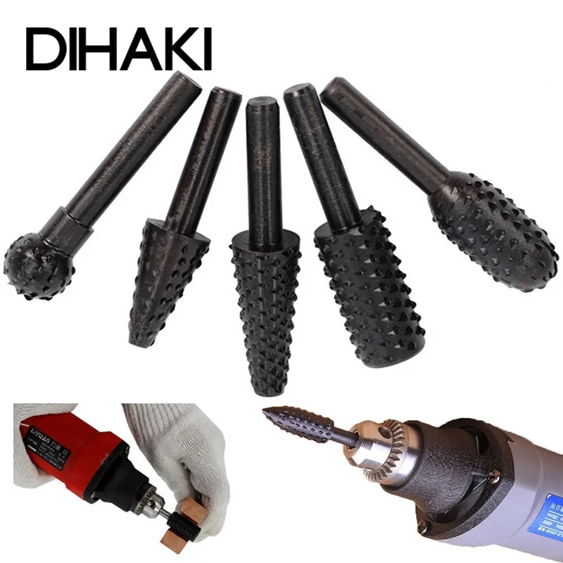 

Hss Rotary Files Burr Drill Rotating Thorn Head 5pcs/set Polishing Accessories DIY Electric Grinding Head Woodworking Tools