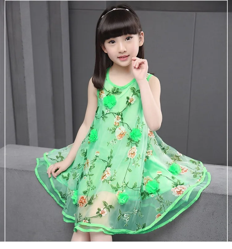 flowers organza big teenage little girls dresses summer 2016 yellow green sleeveless princess girl party dress kids sundress clothes 6 7 8 9 10 11 12 13 14 15 16 years big girls mini ball gown dress children clothing (1)