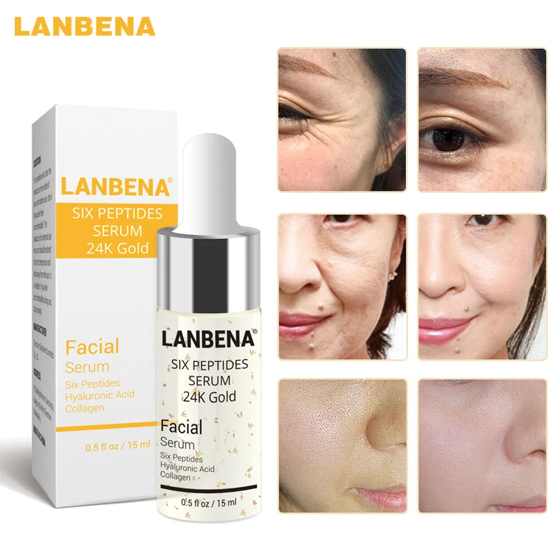

LANBENA 24K Gold Six Peptides Serum Face Cream Anti-Aging Wrinkle Lift Firming Whitening Moisturizing Acne Treatment Skin Care