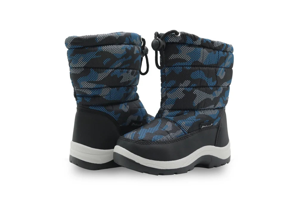 Apakowa/теплые камуфляжные зимние ботинки для малышей, малышей, детей, до середины икры, мягкая плюшевая нескользящая зимняя обувь для школы, уличная походная обувь