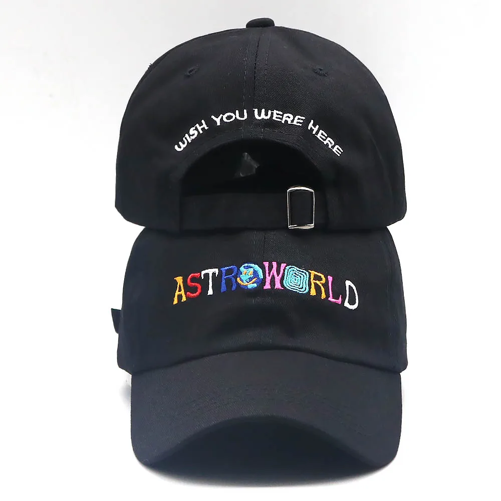 Новая бейсболка ASTROWORLD, цветная бейсболка с вышивкой, женские солнцезащитные кепки, мужские спортивные кепки, повседневная Кепка, модная Панама - Цвет: Черный