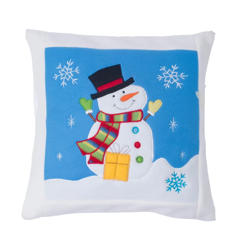 1 шт. синий Рождество Подушки 36*36 см вышитые Санта и snowmam съемные и моющиеся Рождественский подарок украшения
