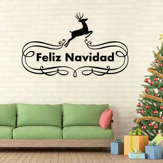 spanish feliz navidad wall stickers reindeer christmas decoration for home vinyl wallpaper home decor living room - Spanish Christmas Decorations spanish feliz navidad wall stickers reindeer christmas decoration for home vinyl wallpaper home decor living room - Spanish Christmas Decorations