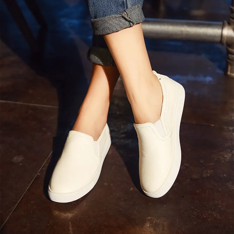 ENMAYLA новая демисезонная белая обувь трех цветов дамские лоферы без каблука размеры 34-44 повседневная модная дамская обувь с закругленным носком