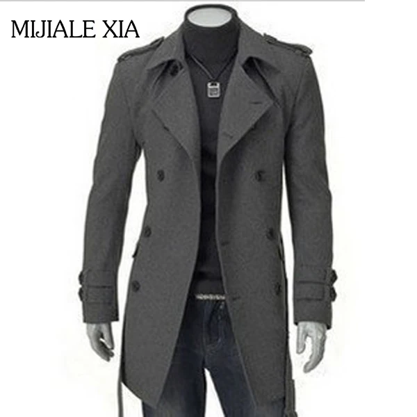 2017 New Arrivai Autumn Winter Han Edition Style Mens Trench Coat Free Shipping Double-Breasted Windproof Slim Long Trench Coat