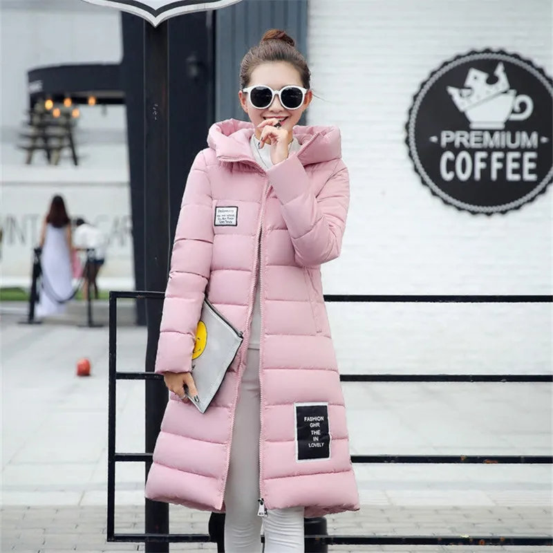 2019 New Fashion Long Winter Jacket Women Slim Female Coat Thicken Parka Maxi Cotton Clothing Red Clothing Hooded Student C2541