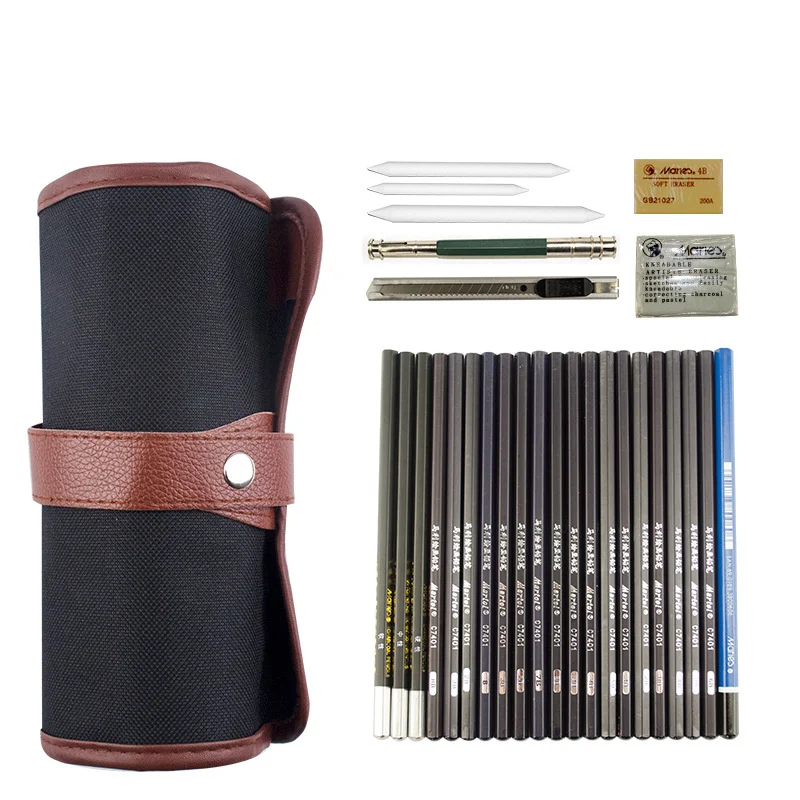 Portable Sketch Pencil Set Painting 2b/4b/6b Art Starter Kit Roll Up