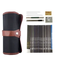

Portable Sketch Pencil Set Painting 2b/4b/6b Art Starter Kit Roll Up Canvas Carry Pouch Eraser Craft Knife Kit Bag for Beginners