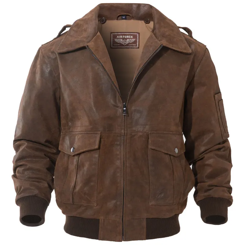 Buy FLAVOR Men's Genuine Leather Bomber Jacket Men