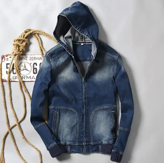 2017 New Brand Autumn Men Denim Jacket Slim Fit Male Jacket Coat Men Hooded Streetwear Military Bomber Blouson Homme Coats