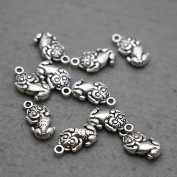 

10PCS Animal Lucky Beads Silver-plate DIY Hardware Metal Accessory buttons for 10x18mm jewelry for Bracelet Necklace Pendant