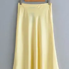 Модная женская XQ9-35-9025 Европейская и американская Модная шелковая атласная юбка средней длины