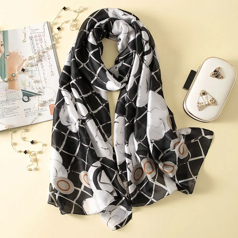 Модный шарф роскошный шелковый шарф женские шарфы шаль высокого качества с принтом хиджаб 180*90 см - Цвет: 21
