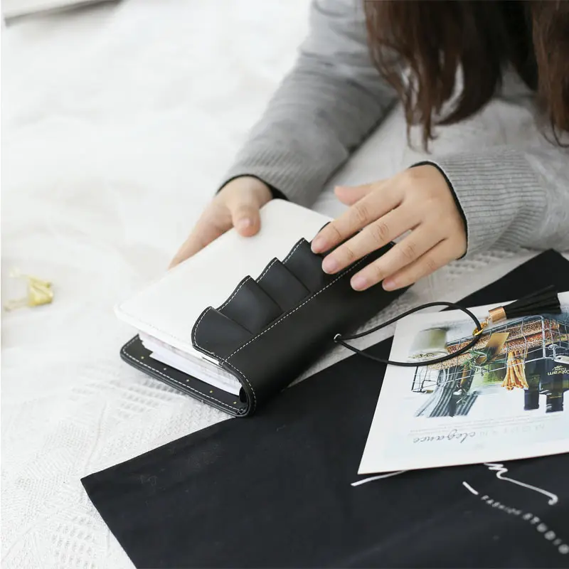 

Lovedoki Flouncing Leather Cover Notebook A6 Personal Planner Journals Organizer Diary Book School Supplies Creative Stationery