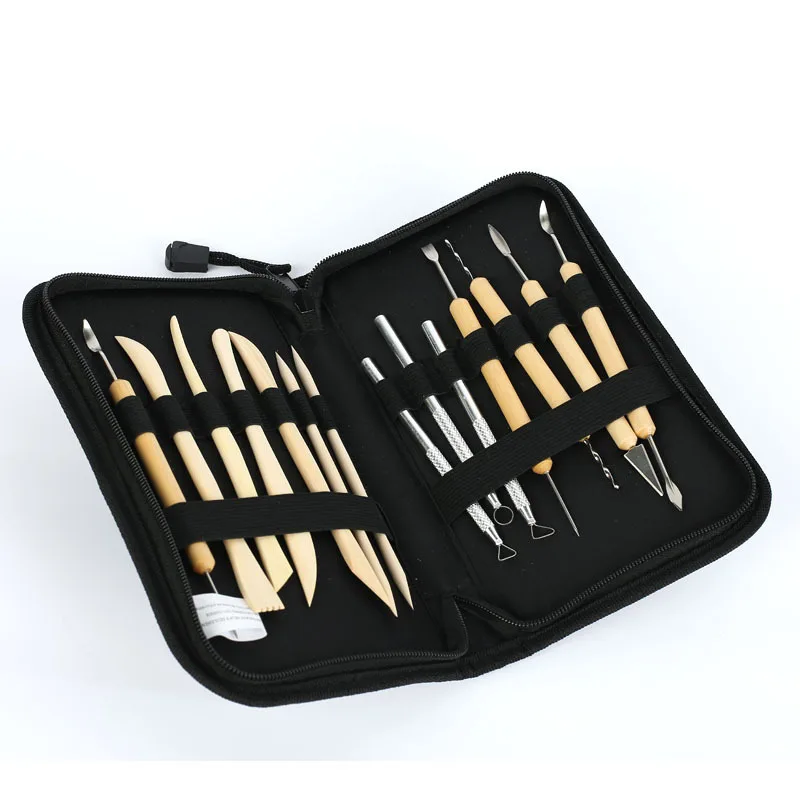 

14pcs/set Pottery Tools DIY utility knife Tools of Modeling Clay Wood Wax Handle Clay Sculpture Carving Craft ACT with bag