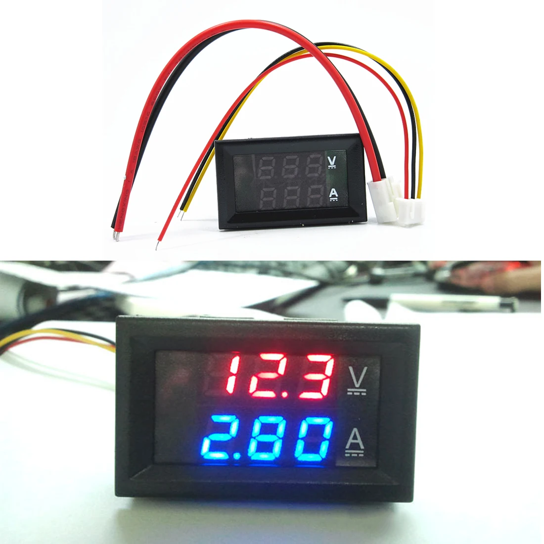 DC Volt Amp Meter 0 100V/50A Red Blue 2 in 1 Digital Voltmeter Ammeter