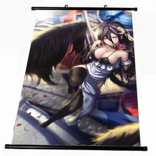 

Anime Poster Cute OVERLORD Albedo ANIME GAME Sexy Wall Scroll Printed Painting Home Decor Japanese Cartoon Decoration Poster