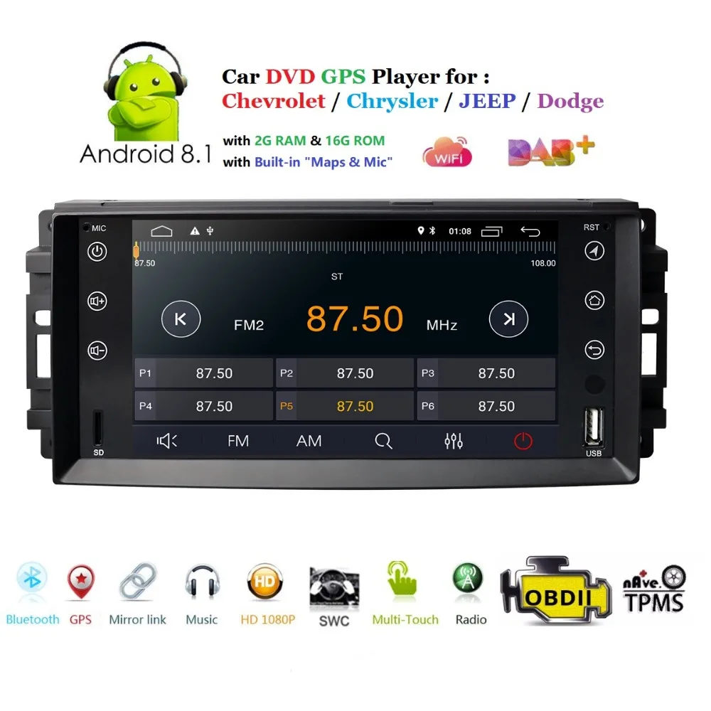 

car multimedia player Android 9.0 4 Core 2G RAM Car DVD GPS Player For JEEP COMPASS Grand Cherokee Patriot Chrysler 300 LIBERTY