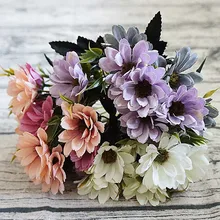 Искусственные цветы Маргаритка из шелка искусственные листья Свадебные вечерние для дома осенние декоративные пластиковые декоративные цветы цветочный горшок имитация растений