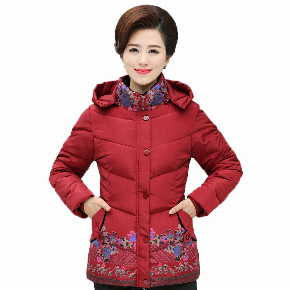 Женская зимняя куртка-пуховик с капюшоном Повседневная теплая парка Женская Красная Зеленая синяя стеганая Базовая куртка с капюшоном верхняя одежда для мам