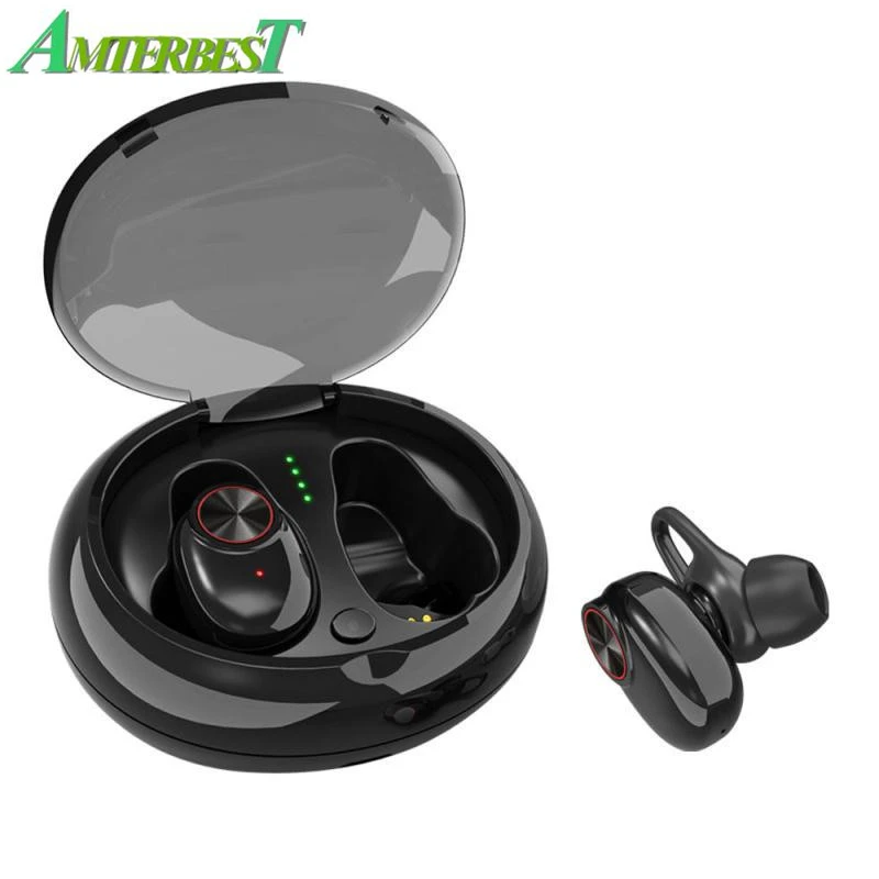 

AMTERBEST Wireless Bluetooth V5.0+EDR Stereo Sound Earphone Built-in Microphone Hands-free Calling TWS Earbuds Sports Headset