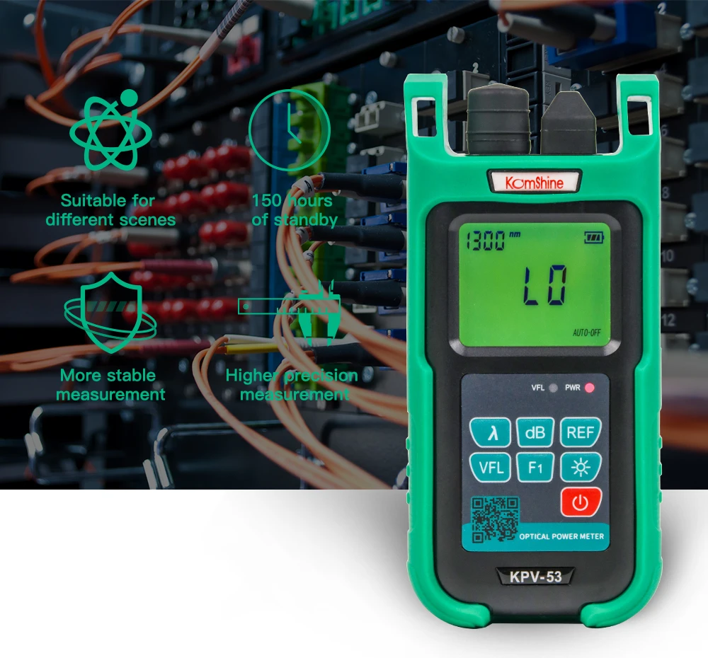 

Fiber Optic Power Meter KPV-53 with 10mw VFL Function. Comes with SC UPC Connector