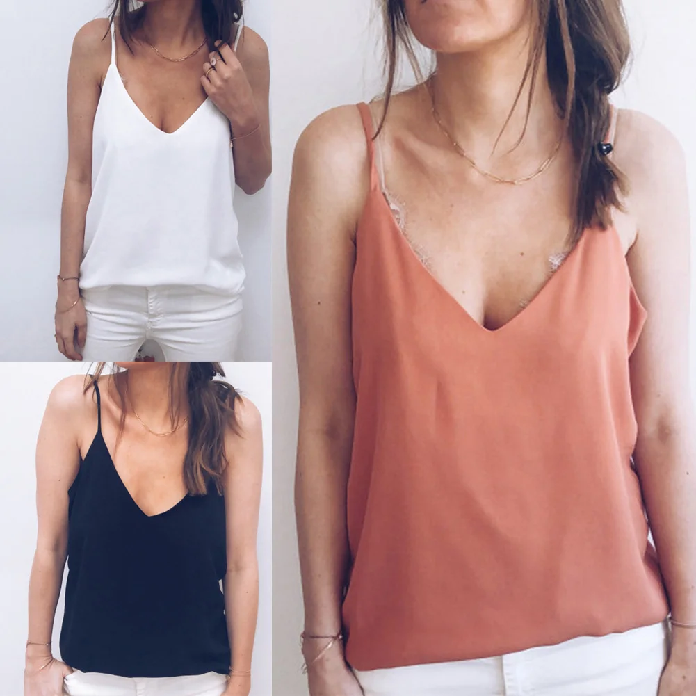 Fashion Women Casual Summer Lace Top Sleeveless V Neck Tank Loose Vest Open Back Tee Ladies Backless Daily Basic Shirt