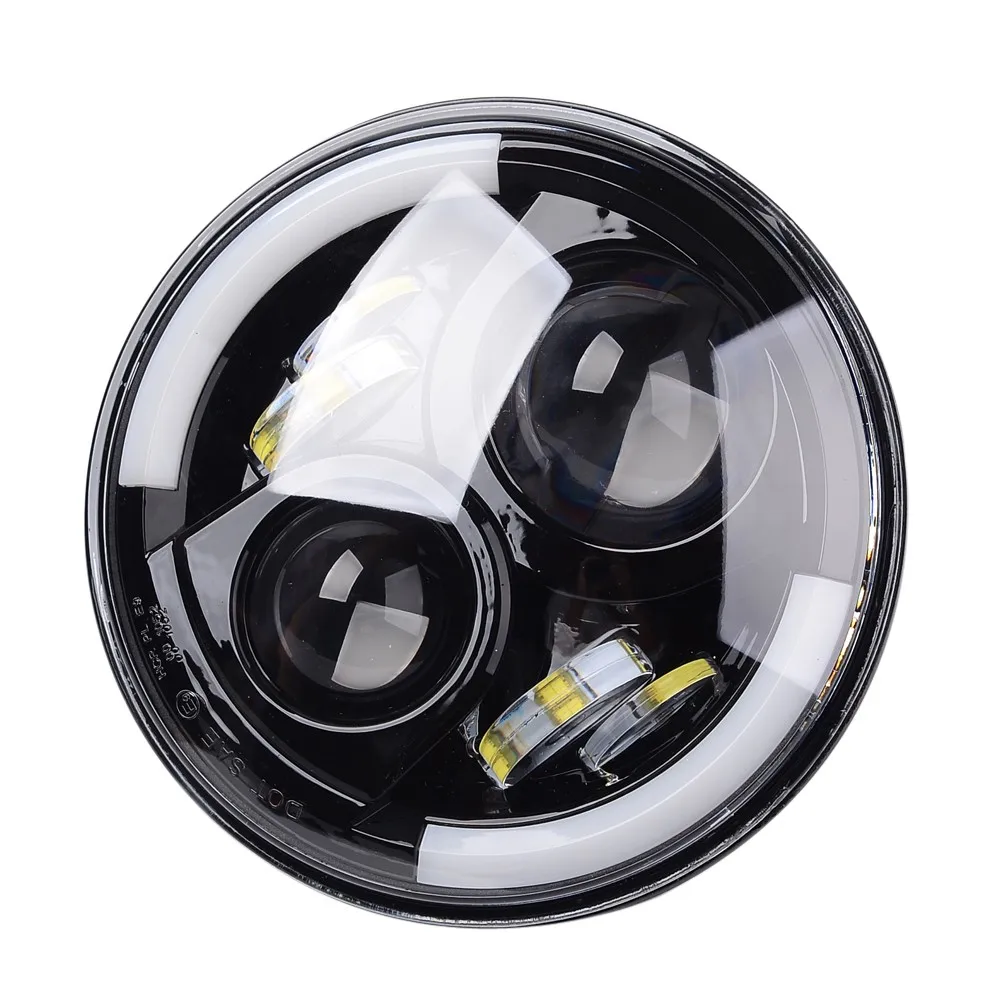 

7" Black Projector Daymaker LED Angel Demon Eyes Light Bulb Headlight for Harley Motorcycle