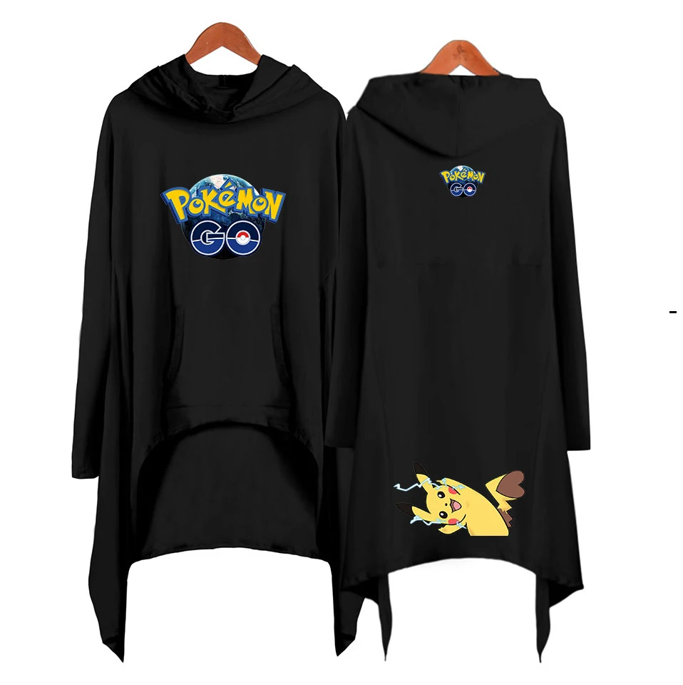 

2019 HIP HOP FASHION Anime Pokemon series Hooded Dress Women's Long Sleeve Street Dress Trend hot sale leisure Hooded Dress