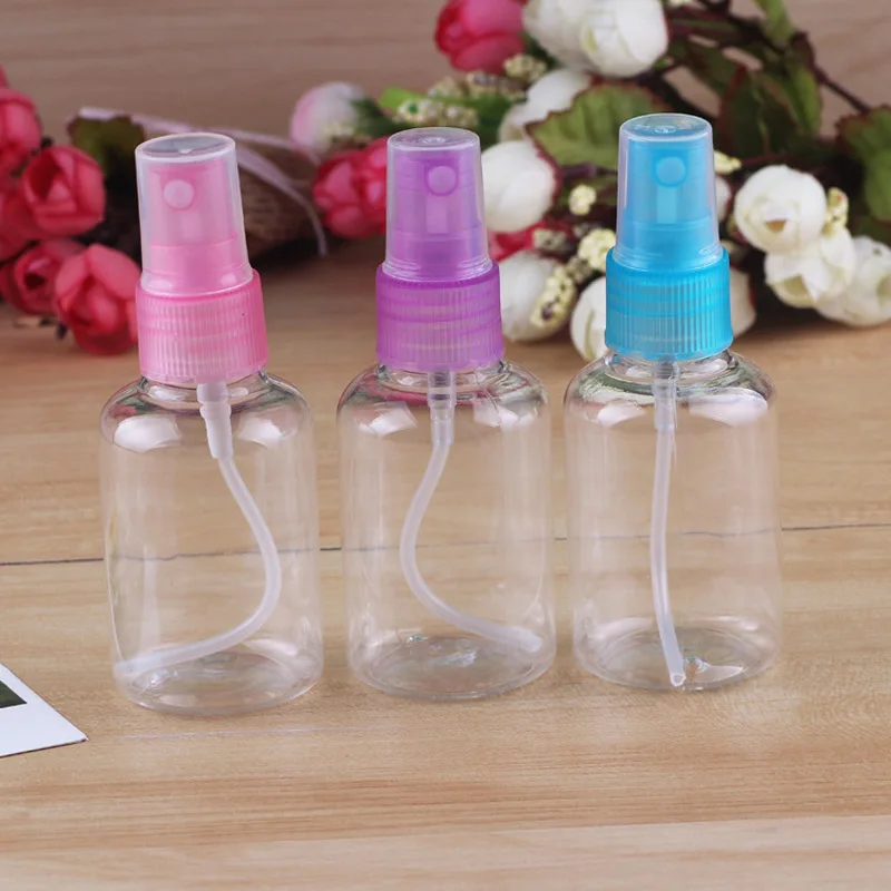 

Empty Plastic Transparent Atomizer Refillable Bottle 50ml Small Liquid Containers Plastic Spray Bottles Makeup Tools 8 SK88