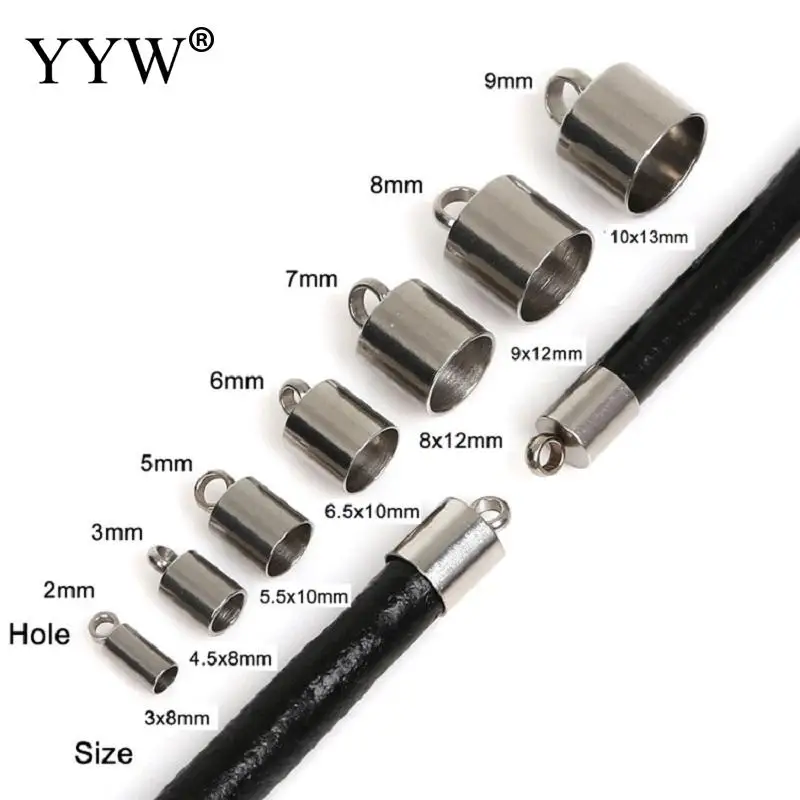 

10pcs 2/3/5/6/7/8/9mm Stainless Steel Clasps Hooks Cords End Caps Cord For Jewelry Making Bracelet Necklace Diy Jewelry Findings