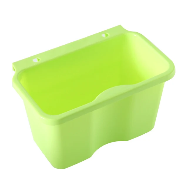 Special Price Square Kitchen Cabinet Simple Mini Trash Storage Box Organizers Garbage Holder Portable Hang Type Garbage Can green S:21*13*12cm