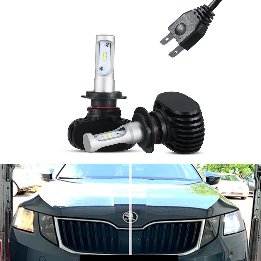 2x Canbus 6000k White 8000lm H7 Led Light LED Tip Headlight For Skoda