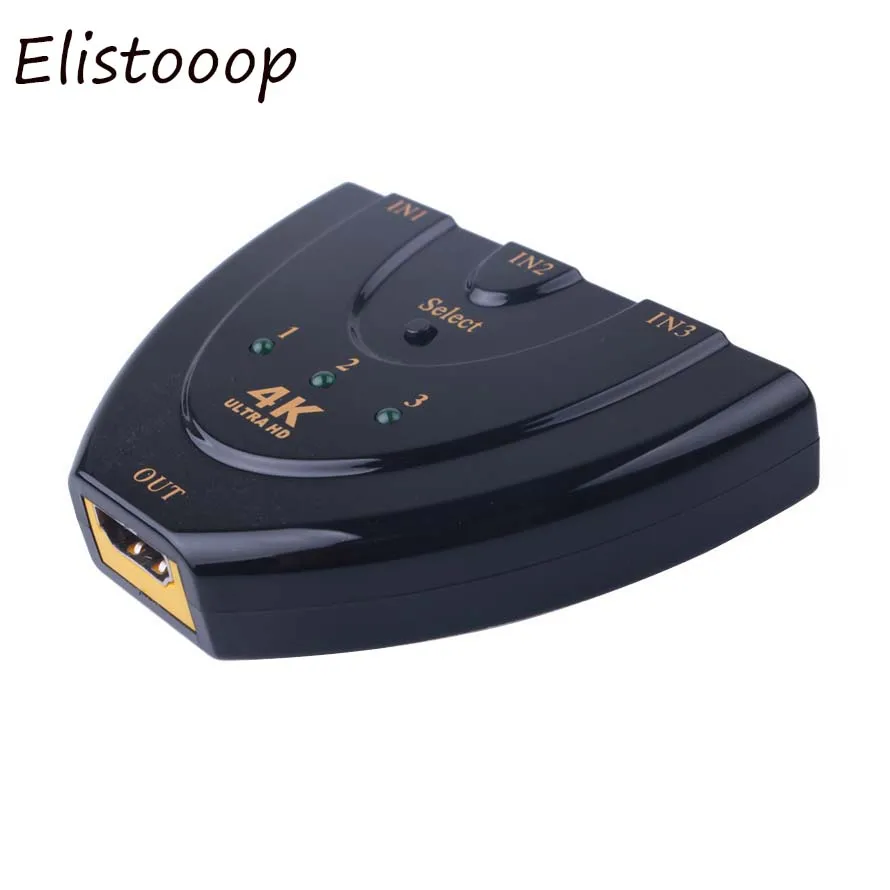 

Elistooop 4K Switcher Mini 3 Port HDMI Switch HDMI Splitter 3D Three HD video switcher 1.4b 4K HDMI Splitter HDMI