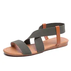 PADEGAO/модные Эластичная лента женские босоножки с поперечным Ремешком спереди и сзади летние сандали с ремешком разноцветные сандалии 2018