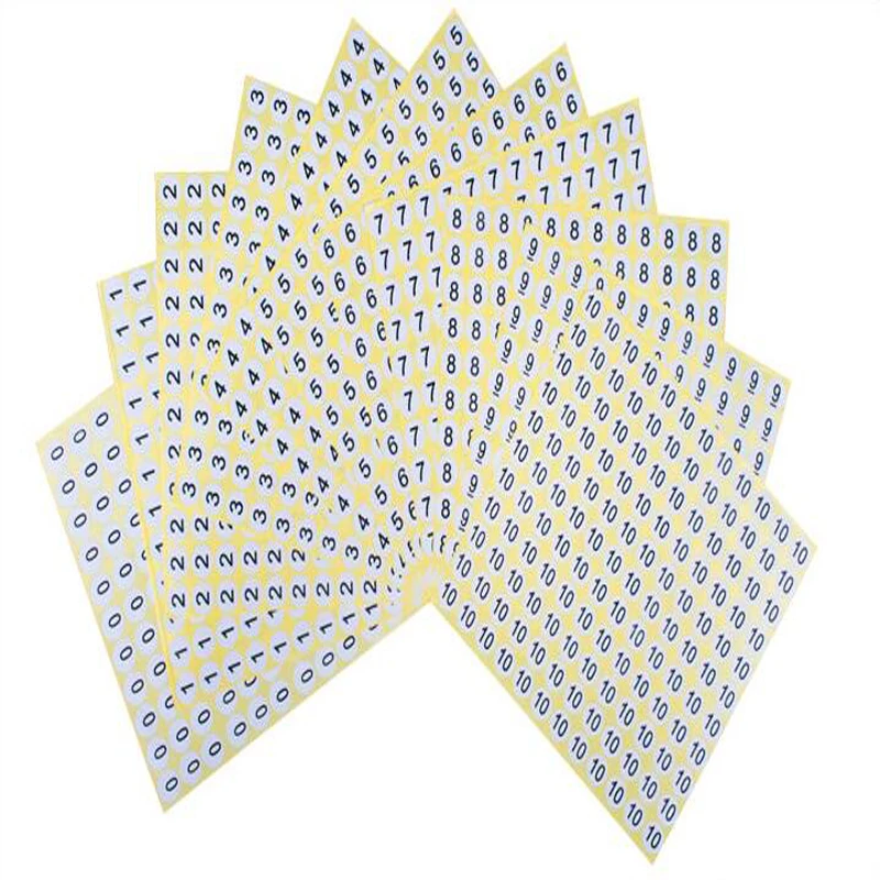 

1000pcs for one number(1-60) Stock printed white size label stickers, number tags,Garment size label Round paper size sticker