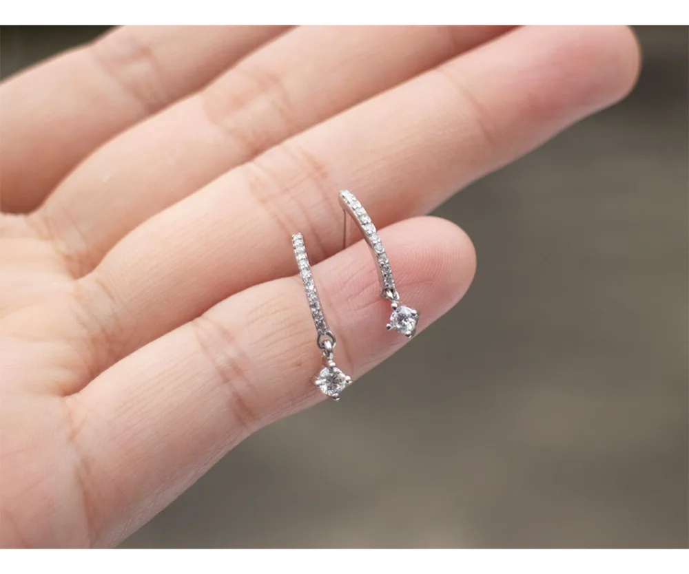 

925 sterling silver earring fashion diamond semi-circular pendant stud earrings wild cute sweet trend female silver ear jewelry