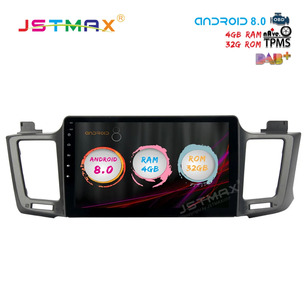 Best JSTMAX 10.2" Android 8.0 Car GPS Radio Player for Toyota RAV4 2014 2015 2016 with Octa Core 4GB+32GB Auto Stereo Multimedia DAB+ 0