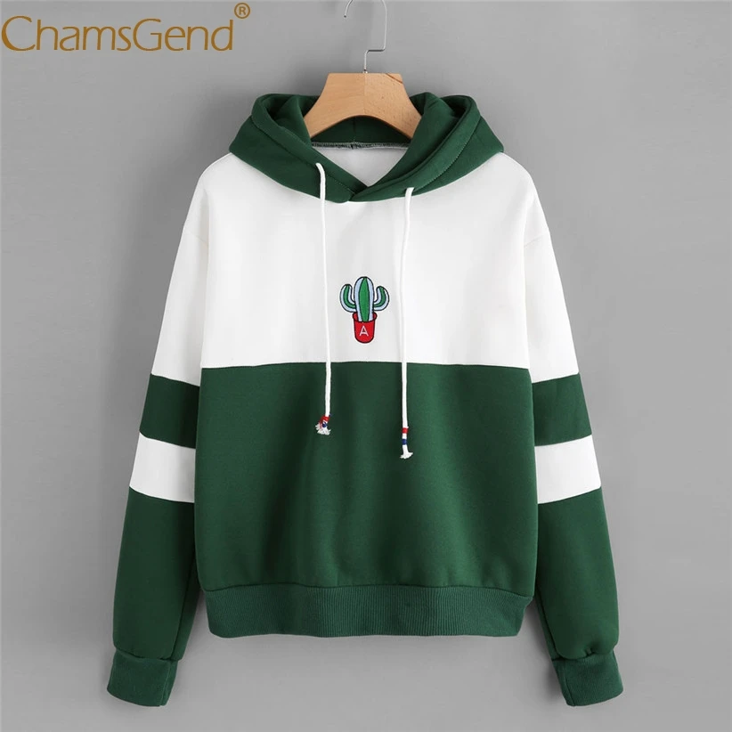 Chamsgend толстовки женские свитшоты с рисунком кактуса зеленая Толстовка Свитшот