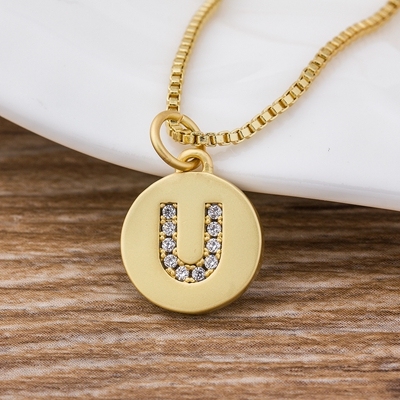 Sale Fashion Tiny Daint  Alphabet Pendants 26 Letters Necklace Gold Color for Women Girls Best Birthday Party Gift