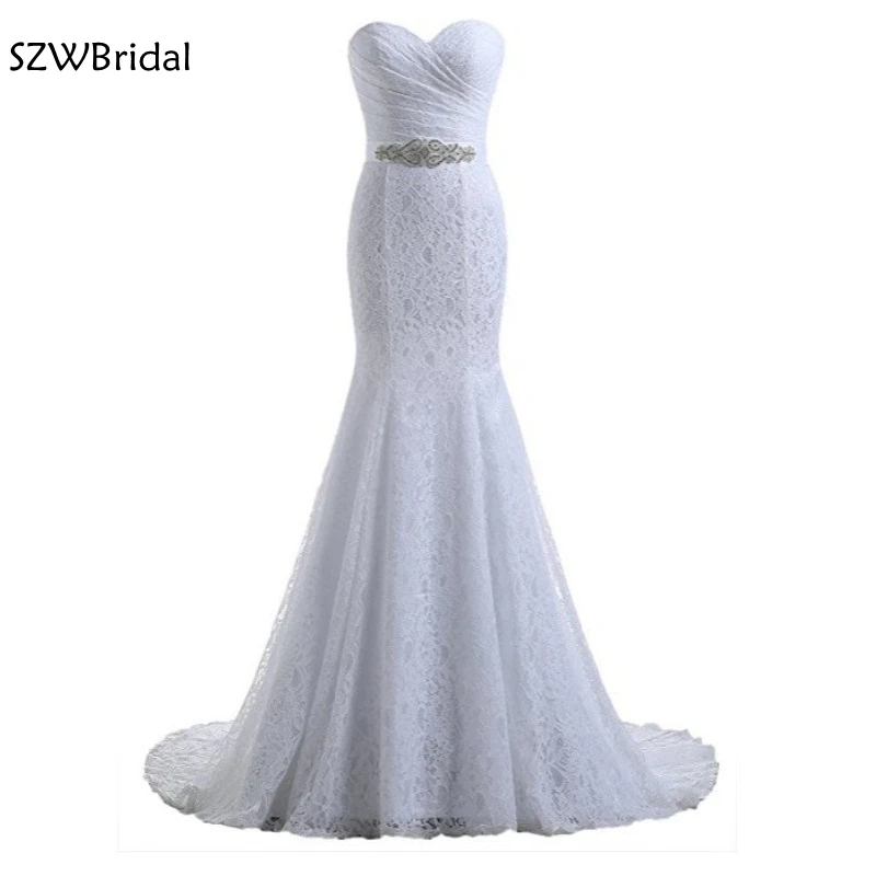 

New Arrival Lace wedding dress 2019 Cheap Mermaid wedding dresses In stock Vestido de noiva gelinlik bride dress wedding gowns